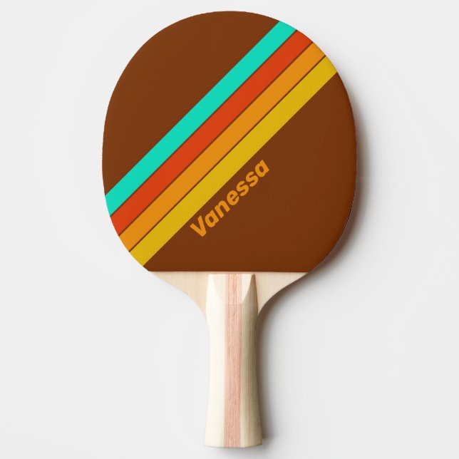 Forest Floor Fog Striped with Name Ping Pong Paddle (Front)