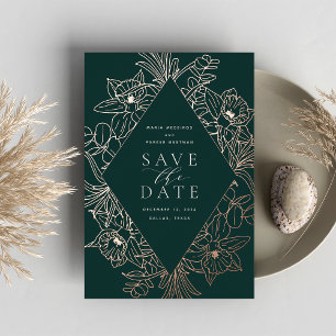 Forest   Floral Diamond Foil Save the Date Card