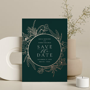Forest   Floral Foil Save the Date Card