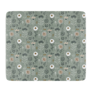 Forest Floral Sage Green Cutting Board