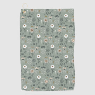 Forest Floral Sage Green Golf Towel