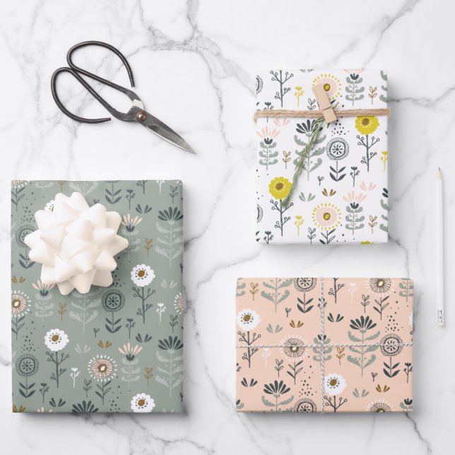 Forest Floral Wrapping Paper Sheet (Front)
