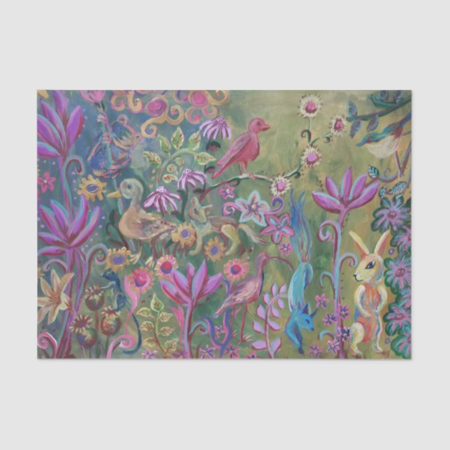 forest flower animal painting tissue paper (Front)