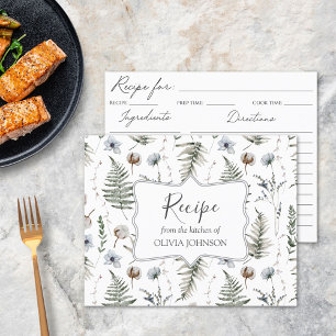 Forest Flower Leaves Floral Botanical Recipe Card
