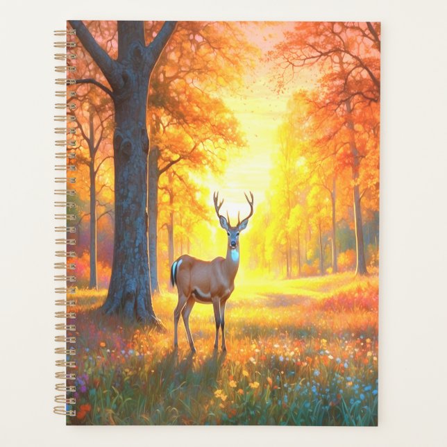 Forest Flowers and Deer Colorful Art Planner (Front)