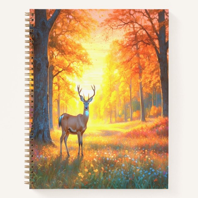 Forest Flowers and Deer Colourful Art Notebook (Front)