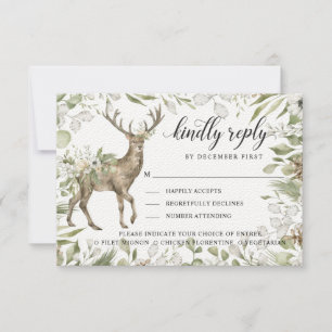 Forest Foliage Deer Kindly Reply Meal Options RSVP Card