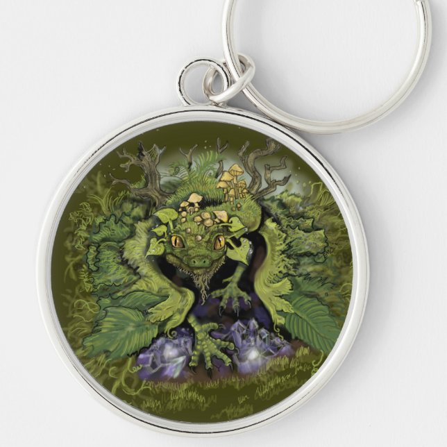 Forest foliage Dragon~keychain Key Ring (Front)