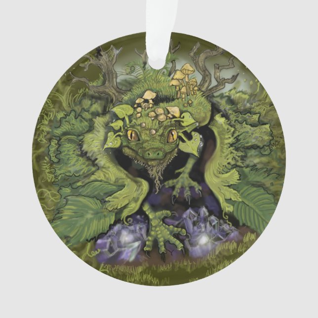 Forest foliage Dragon~magnet Ornament (Front)