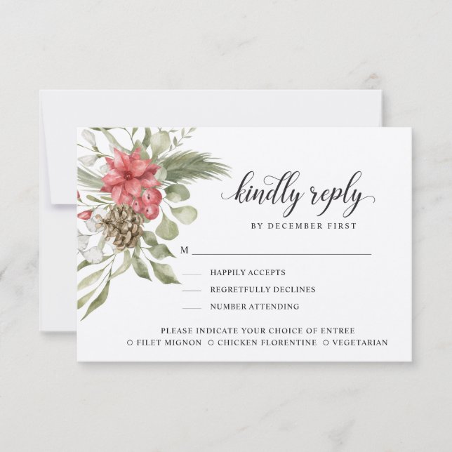 Forest Foliage | Kindly Reply | Meal Options RSVP  Card (Front)