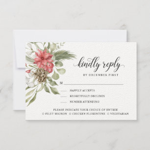 Forest Foliage Kindly Reply Meal Options RSVP Card