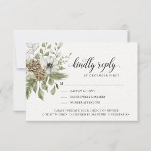 Forest Foliage Kindly Reply Meal Options RSVP Card