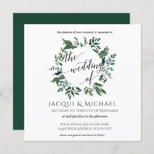 Forest Foliage Leaves Wedding Watercolor   Square Invitation