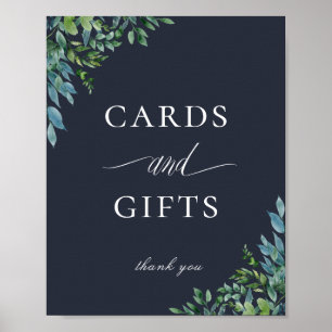 Forest Foliage Navy Blue Cards and Gifts Sign