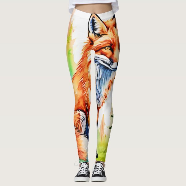 Forest Fox View Design Leggings (Front)