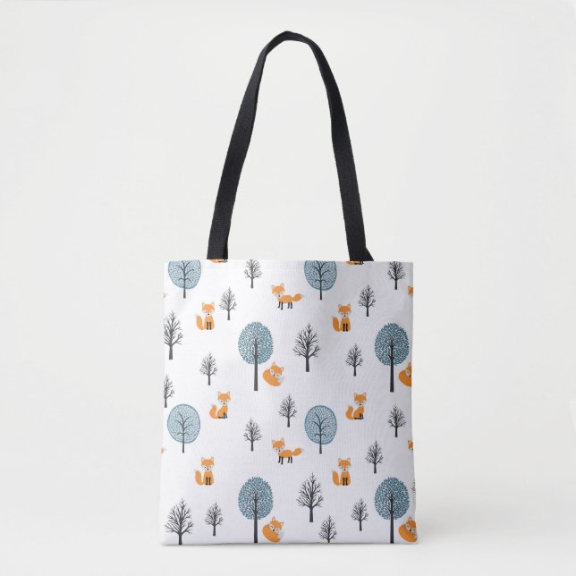 Forest Foxes: Vintage White Background Tote Bag (Front)