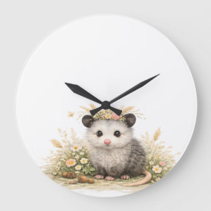 Forest friend woodland opossum  large clock