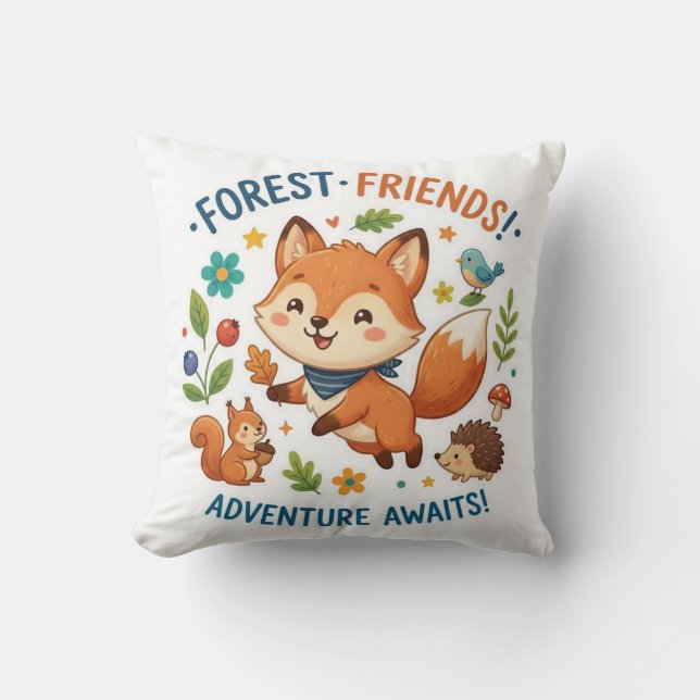 Forest Friends Adventure Awaits Cushion (Front)