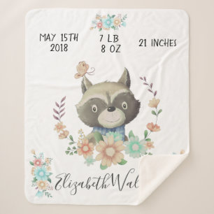 forest friends baby deer birth stats sherpa blanket