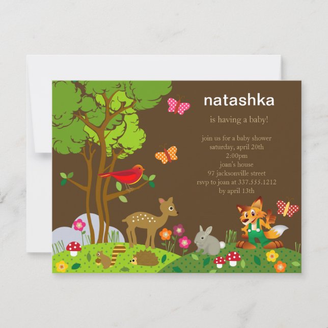 Forest Friends Baby Shower Invitation (Front)