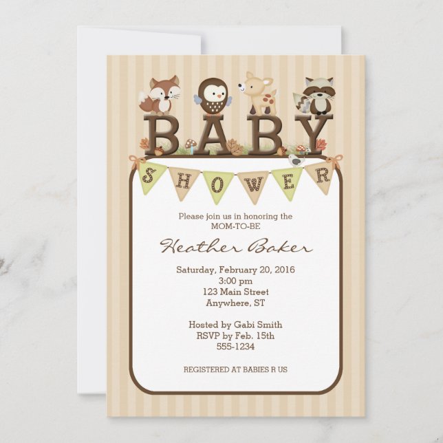 Forest Friends BABY Shower Invitation (Front)