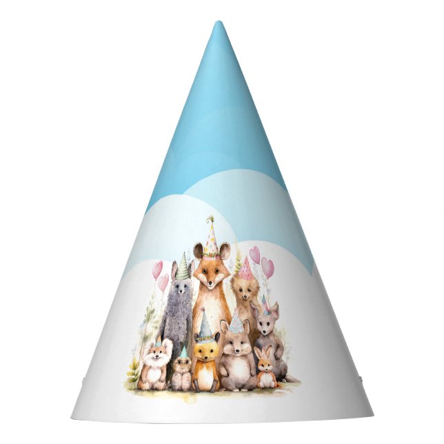 Forest Friends Birthday Party Hat (Front)
