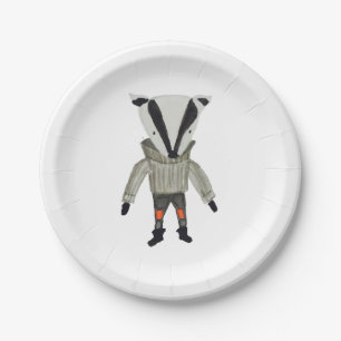 Forest Friends Cute Little Badger Paper Plate