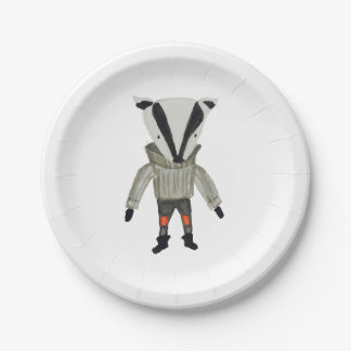 Forest Friends Cute Little Badger Paper Plate