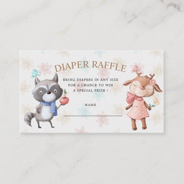 forest friends diaper raffle ticket enclosure card (Front)