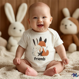 Forest Friends Fox & Rabbit - Cute Woodland Animal Baby Bodysuit