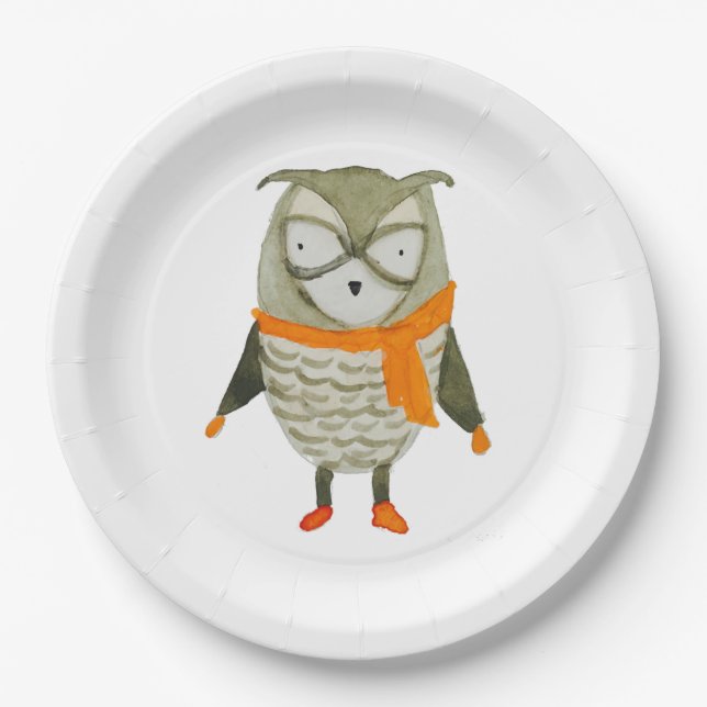 Forest Friends Owl Paper Plate (Front)