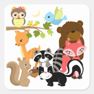 Forest Friends Square Sticker