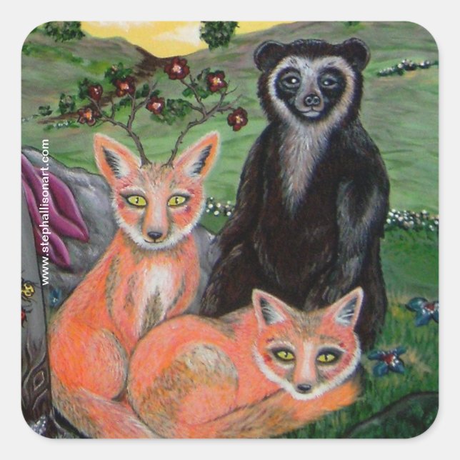 Forest Friends Square Sticker (Front)