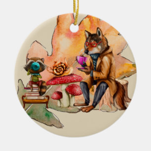 Forest Friends Tea Party Ceramic Ornament