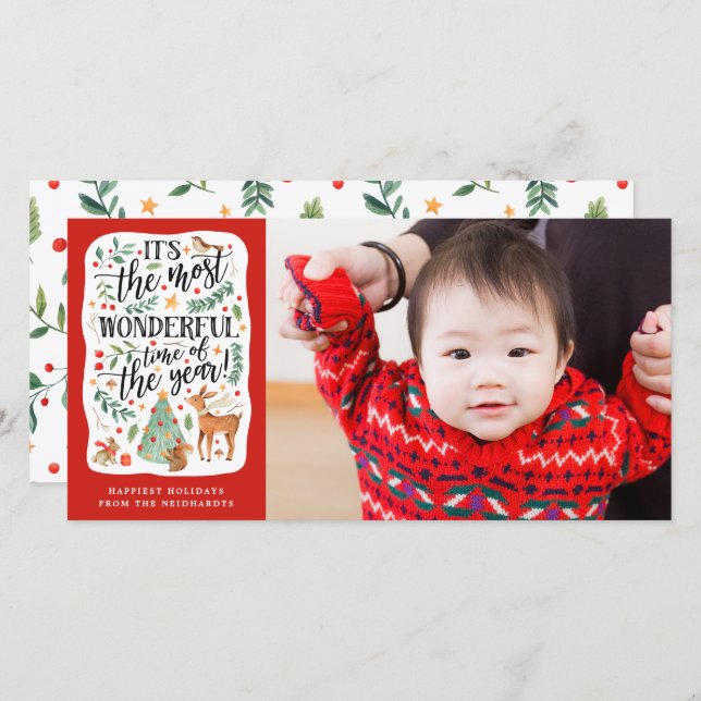 Forest Friends | White | Photo Holiday Card (Front/Back)