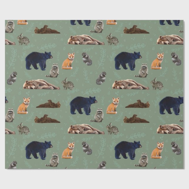 Forest Friends Wild Animals Wrapping Paper (Flat)