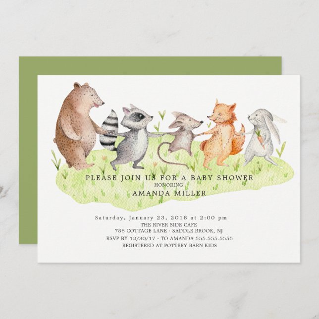 Forest Friends Woodland Baby Shower Invitation (Front/Back)