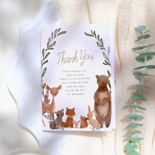 Forest Friends Woodland Baby Shower Thank You Card