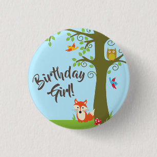 Forest Friends Woodland Cute 1st Birthday Party 3 Cm Round Badge