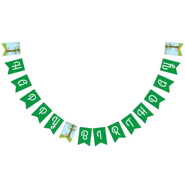 Forest Friends Woodland Cute 1st Birthday Party Bunting (All)