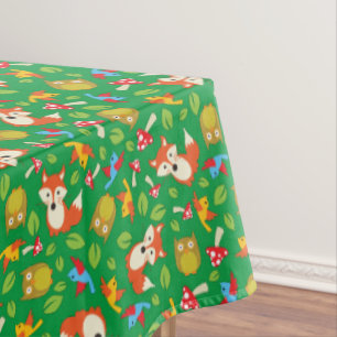 Forest Friends Woodland Cute 1st Birthday Party Tablecloth