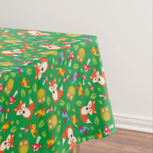 Forest Friends Woodland Cute 1st Birthday Party Tablecloth