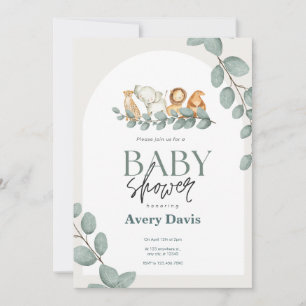 Forest Friends & Woodland Greenery Baby Shower  Save The Date