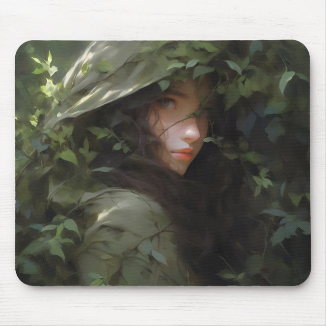 Forest Girl Anime Woman Mouse Pad (Front)