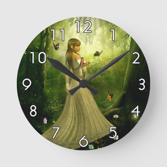 Forest Girl Round Clock (Front)