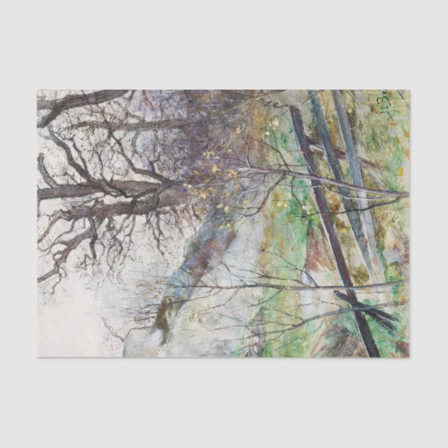 Forest Glade with Fence by Julia Beck Tissue Paper (Front)