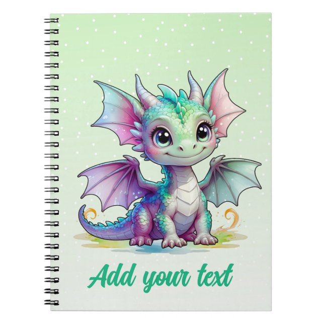 Forest Glow Dragon – Personalised Pastel Journal (Front)