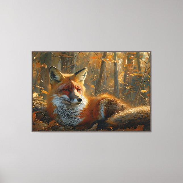 Forest Glow — Red Fox in Fall Light Canvas Print (Front)