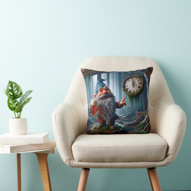 Forest Gnome On Five o'clock Time Cushion (Chair)