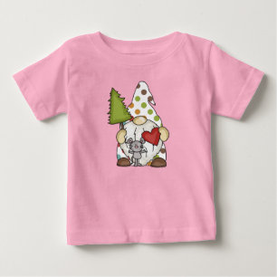 Forest Gnome With Mouse Friend Heart Love Baby T-Shirt